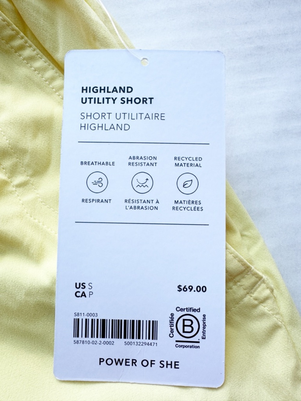 ATHLETA New Highland High Rise 3 1/2" Utility Short in Citron Yellow NWT - Picture 12 of 16